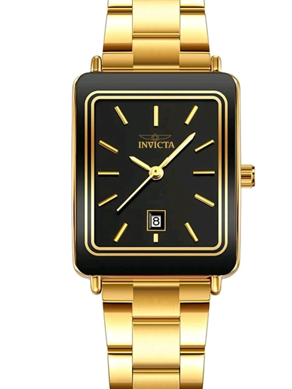 Invicta Gold and Black Rectangular Bracelet Watch